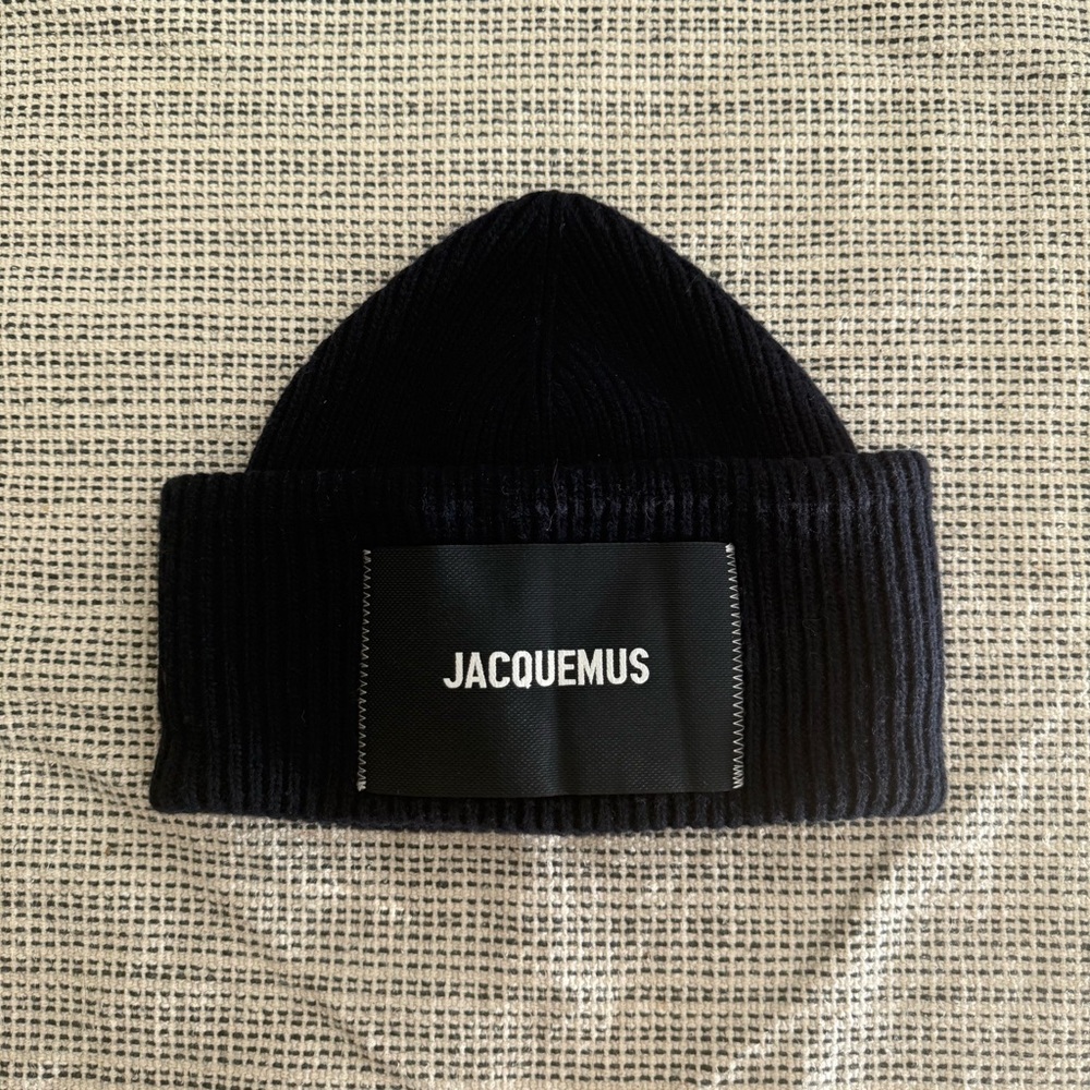 Jacquemus Navy Ribbed Beanie